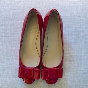 Kate Spade Red Bow Block Heels 7.5.